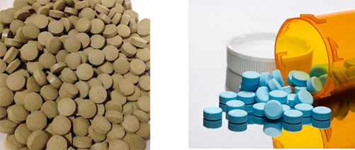 รูปตัวอย่างเม็ดยา ที่ผ่านเครื่องตอกเม็ดยาฯ